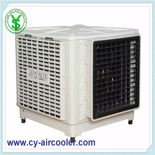 Nuevo Enfriador de aire portátil de refrigeración por evaporación de material 1.1kw 18000CMH de PP