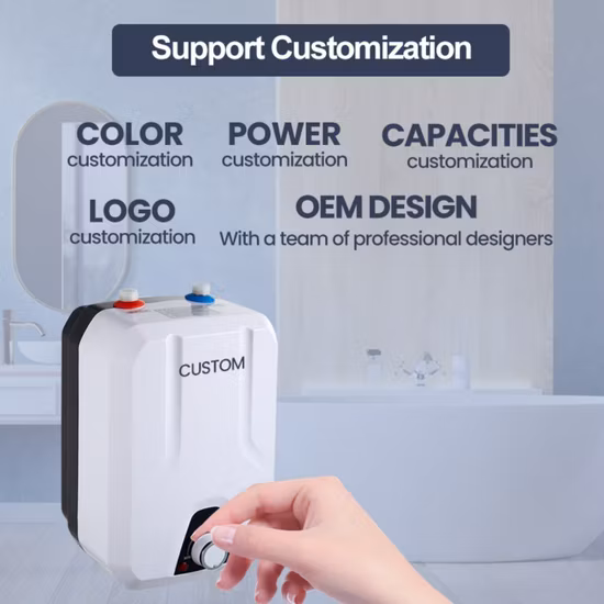 Calentador de agua eléctrico pequeño de calor rápido para el hogar, ducha, baño, cocina, baño, almacenamiento